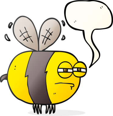 Bir insan tarafından çizilmiş serbest konuşma balonu karikatürü mutsuz arı