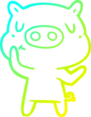 Bir insan tarafından çizilen çizgi film içerikli bir domuzun soğuk çizgi çizimi