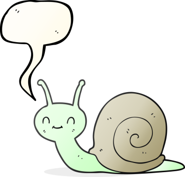 Bir insan tarafından çizilmiş serbest konuşma balonu karikatürü şirin salyangoz.