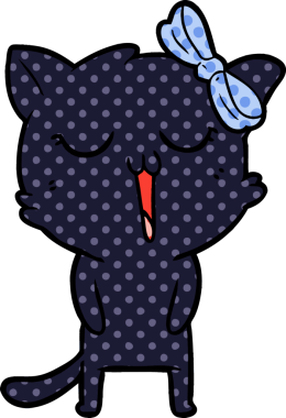 Bir insan tarafından çizilmiş çizgi film kedisi.