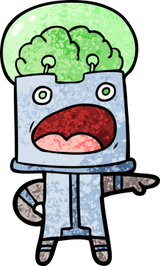 Bir insan tarafından çizilmiş çizgi film robotu