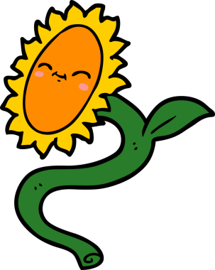 bir insan tarafından çizilmiş ayçiçeği çizgi filmi