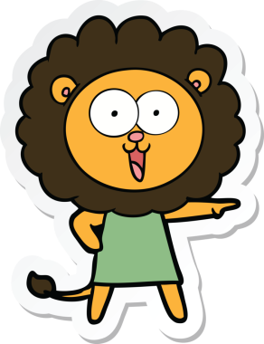 Bir insan tarafından çizilmiş mutlu bir aslanın çıkartması.