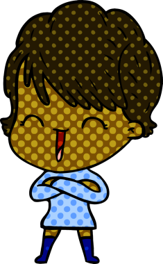 Bir insan tarafından çizilmiş gülen kadın çizgi filmi.