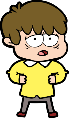 Bir insan tarafından çizilmiş bitkin çocuk çizgi filmi.