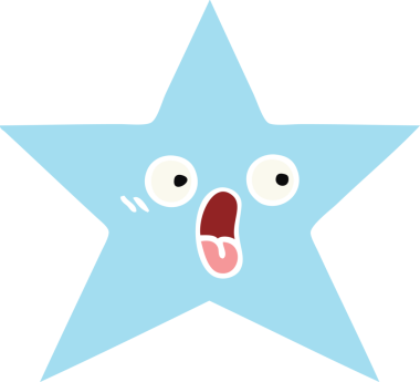 Bir insan tarafından çizilmiş yıldız balığının düz renkli retro karikatürü