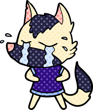 Bir insan tarafından çizilmiş ağlayan kurt çizgi filmi.