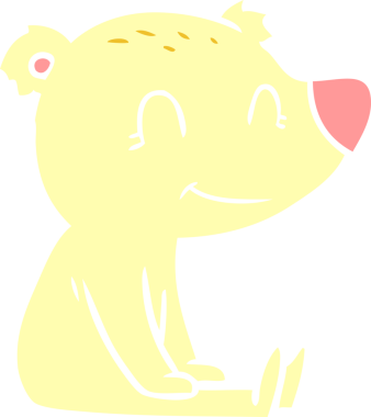 Oturan ayı düz renkli çizgi film bir insan tarafından çizildi.