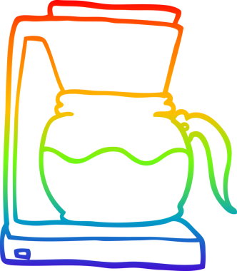 gökkuşağı gradyan çizgi çizimi bir insan tarafından çizilmiş bir kahve makinesi