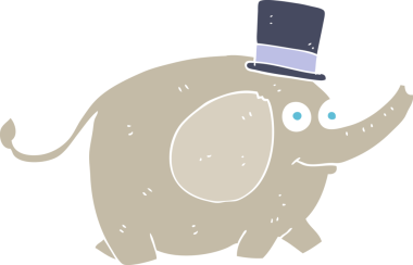 Bir insan tarafından çizilmiş bir filin düz renk çizimi