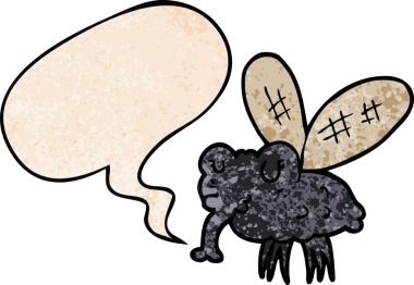 bir insan tarafından çizilmiş eski moda konuşma baloncuğu ile çizgi film sineği