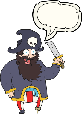 Bir insan tarafından çizilmiş serbest konuşma balonu karikatürü korsan kaptan