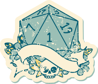 Retro Dövme Biçimi Doğal Bir d20 zar bir insan tarafından çizildi