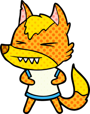 Bir insan tarafından çizilmiş tilki çizgi film karakteri