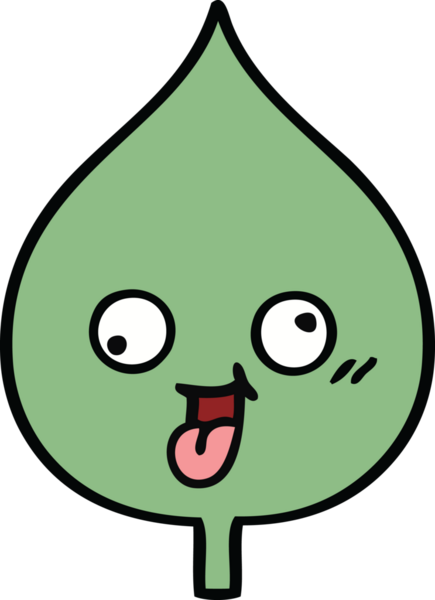 Bir insan tarafından çizilmiş dışavurumsal yaprağın sevimli karikatürü.