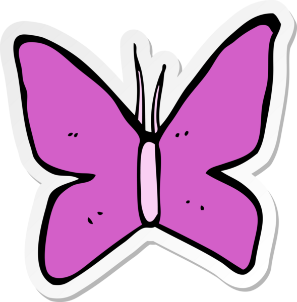 Bir insan tarafından çizilmiş kelebek sembolünün çıkartması.