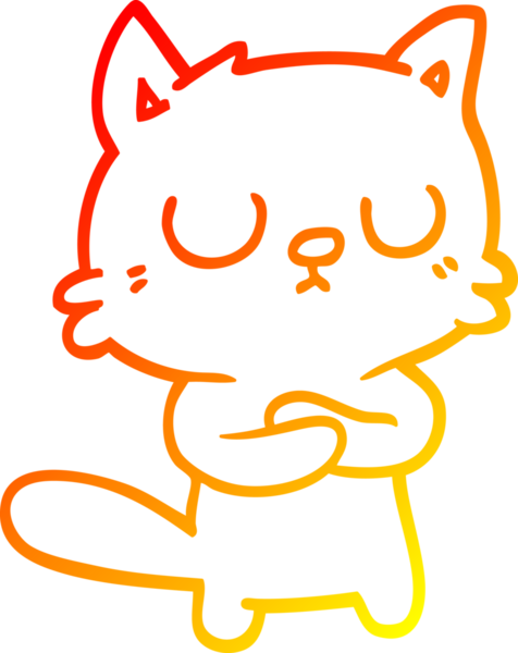 Bir insan tarafından çizilmiş çizgi film kedisinin sıcak çizgi çizimi