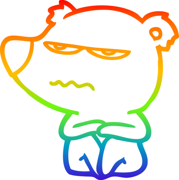 Bir insan tarafından çizilmiş kızgın ayı karikatürünün gökkuşağı gradyanı