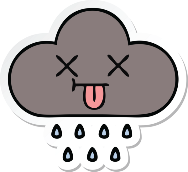 Bir insan tarafından çizilmiş şirin bir fırtına bulutunun çıkartması.