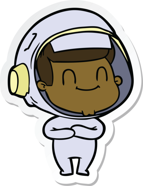 Bir insan tarafından çizilmiş mutlu bir astronotun çıkartması.
