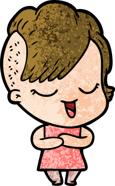 Bir insan tarafından çizilmiş mutlu çizgi film kızı.