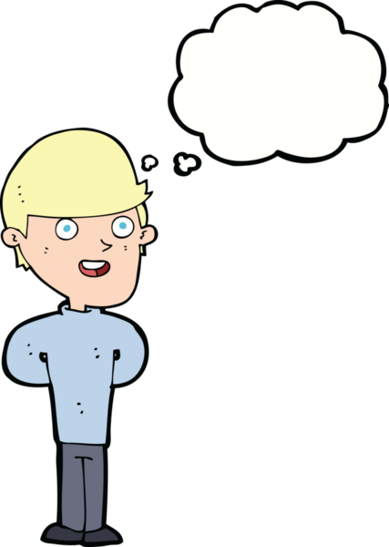 Bir insan tarafından çizilmiş düşünce balonlu mutlu adam çizgi filmi.