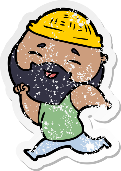 Bir insan tarafından çizilmiş mutlu sakallı bir adamın sıkıntılı çıkartması.