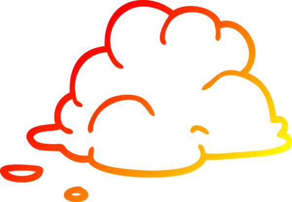 Bir insan tarafından çizilmiş bir karikatür fırtına bulutunun sıcak çizgi çizimi
