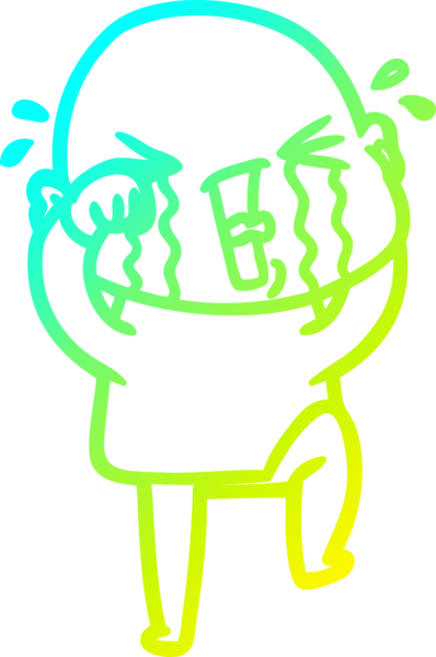 Bir insan tarafından çizilmiş, ağlayan kel bir adamın çizdiği soğuk çizgi.