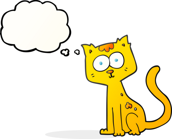 Bir insan tarafından çizilmiş serbest çizim baloncuk çizgi film kedisi.