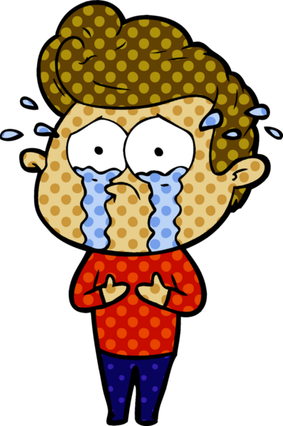 Bir insan tarafından çizilmiş ağlayan bir karikatür.