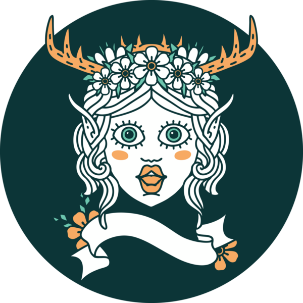 Bir insan tarafından çizilmiş Elf Druid karakteri simgesi