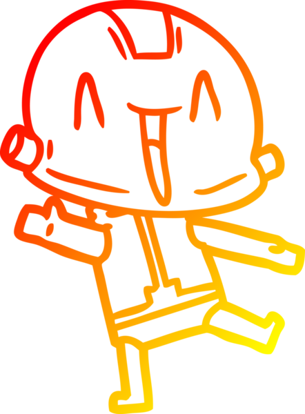 Bir insan tarafından çizilen çizgi film robotunun sıcak çizgi çizimi