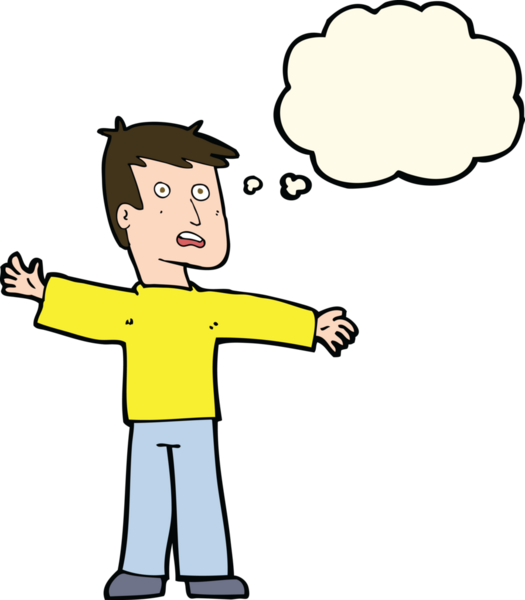 Bir insan tarafından çizilen düşünce baloncuğuyla adamı şaşırtan çizgi film.