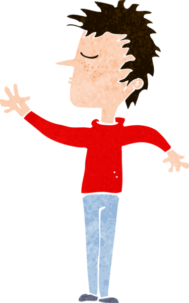 Bir insan tarafından çizilmiş, umursamaz bir çizgi film.