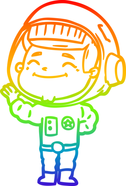 gökkuşağı gradyan çizimi mutlu bir çizgi astronot çizimi bir insan tarafından çizildi