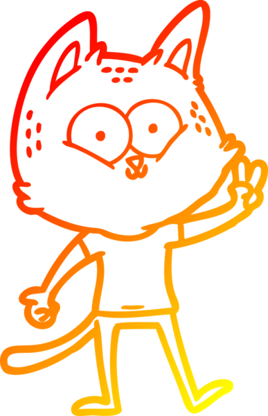 Bir çizgi film kedisinin insan tarafından çizilmiş sıcak çizgi çizimi