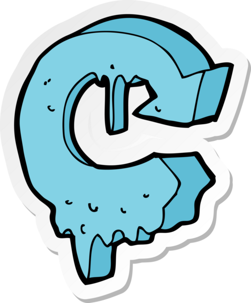 Bir insan tarafından çizilmiş erimiş ok sembolünün çıkartması.