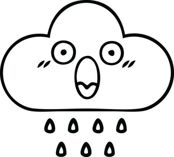 Bir insan tarafından çizilmiş yağmur bulutunun çizgi çizimi