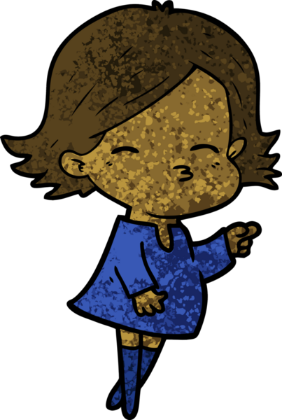 Bir insan tarafından çizilmiş çizgi film kadını.