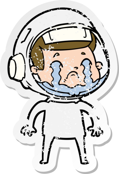Bir insan tarafından çizilmiş ağlayan bir astronotun sıkıntılı çıkartması.