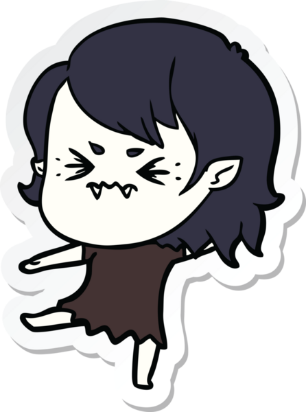 Bir insan tarafından çizilmiş kızgın bir vampir kızın çıkartması.