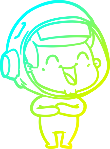 Bir insan tarafından çizilmiş mutlu bir astronotun soğuk gradyan çizimi.