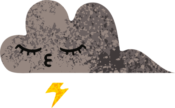 Bir insan tarafından çizilmiş bir fırtına bulutunun retro çizim tarzı karikatürü