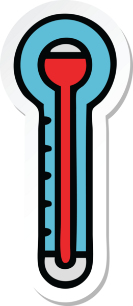 Bir insan tarafından çizilmiş şirin bir karikatür cam termometresinin çıkartması.