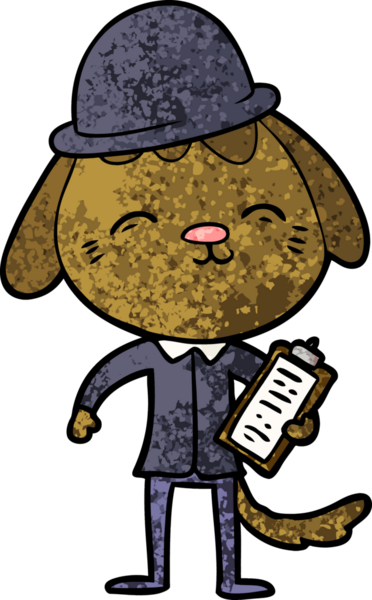 Bir insan tarafından çizilmiş mutlu bir ofis çalışanı köpeği.