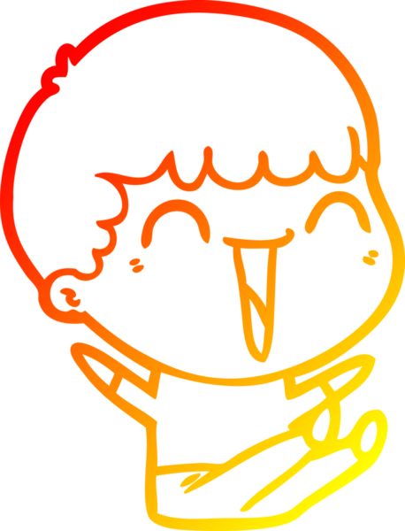 Bir insan tarafından çizilmiş gülen mutlu bir adamın çizgi film çizimi.