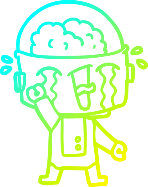 Bir insan tarafından çizilmiş ağlayan robot karikatür çizimi