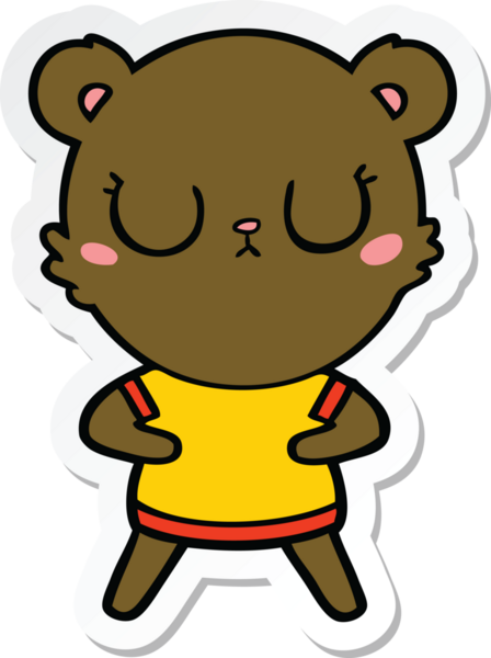 Bir insan tarafından çizilmiş barışçıl bir çizgi film ayısının çıkartması.