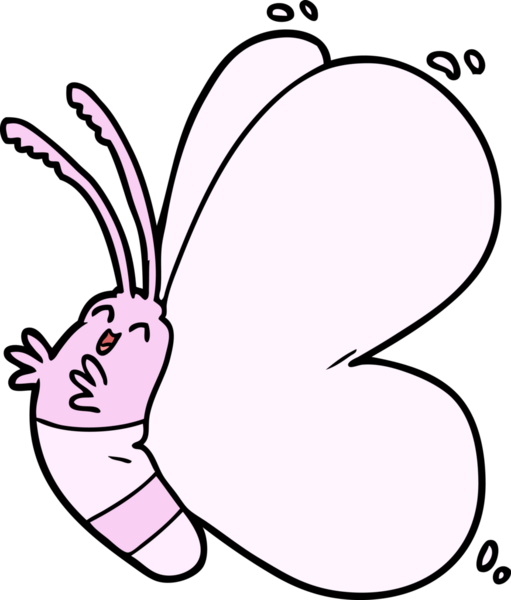 Bir insan tarafından çizilmiş komik bir kelebek.